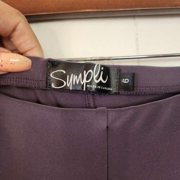 Sympli Deco Capri Pants Womens Size 6 Slim Leg Purple High Rise Stretch Pull On - Picture 6 of 10